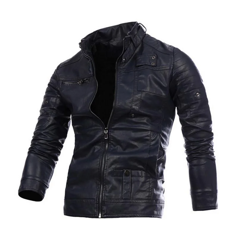 

MoneRffi New Men's Leather Jackets Motorcycle PU Jacket Male Autumn Casual Leather Coats Slim Fit Mens Brand Clothing 2019 Coat