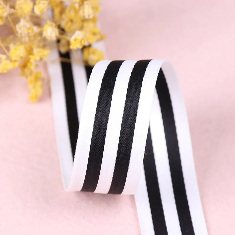 9/15/20/25/30/40mm 50Yards Interchromatic Non Elastic Ribbon Vertical Striped Polyester for Decoration Gift Wrapping DIY Holiday