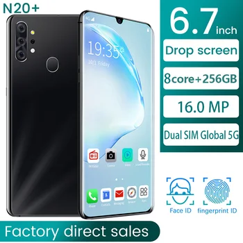 

Smart Phones N20+ Android Smartphone 8core 256GB 6.7inch Cellphone Dual SIM Mobile phone Cell fingerprint unlock handset