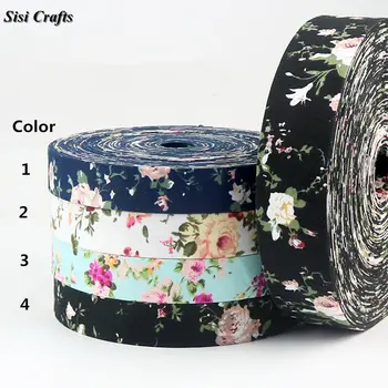 

Sisi Crafts Tape 10 25 40mm 1 inch Fabric Floral Ribbon Print Cotton Fabric Bias DIY Hair Bow Tie Collar Handmade Accessory Trim