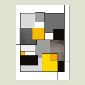 

Yellow Canvas Painting Geometric Shape Nordic Posters And Prints Black Square Decor Pictures Wall Art Canvas Painting Unframed