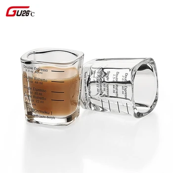 

2pcs Square Thickened Glass Jigger Ounce Cup 60ml Ounce Cup Graduated Measuring Concentrated Cup Espresso Coffee Cup