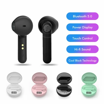 

Wireless Headphones Bluetooth 5.0 TWS HIFI Headset Earphones Small Bass Earbud Ear Detection with Power Display Touch Control