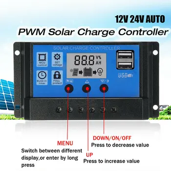 

PWM mode 2 USBDC 12/24V 10-100A solar panel voltage regulator charging controller automatic focus tracking