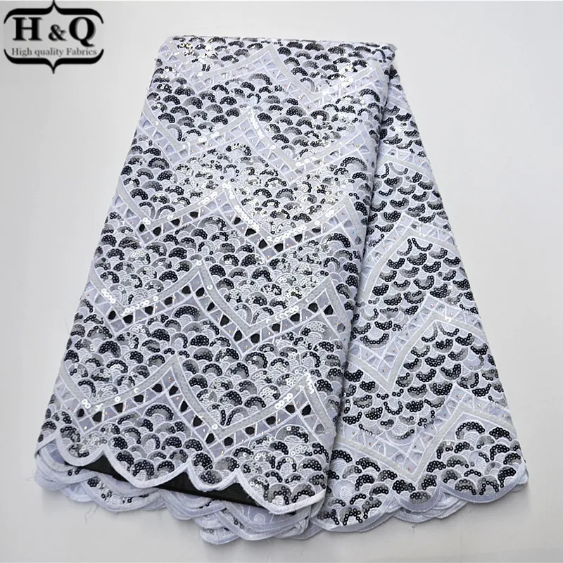 

H&Q New Arrivals African Lace Fabric With Sequins High Quality Nigeria Organza Lace Fabric 5 Yards/pcs For Party Dress PS7724-00