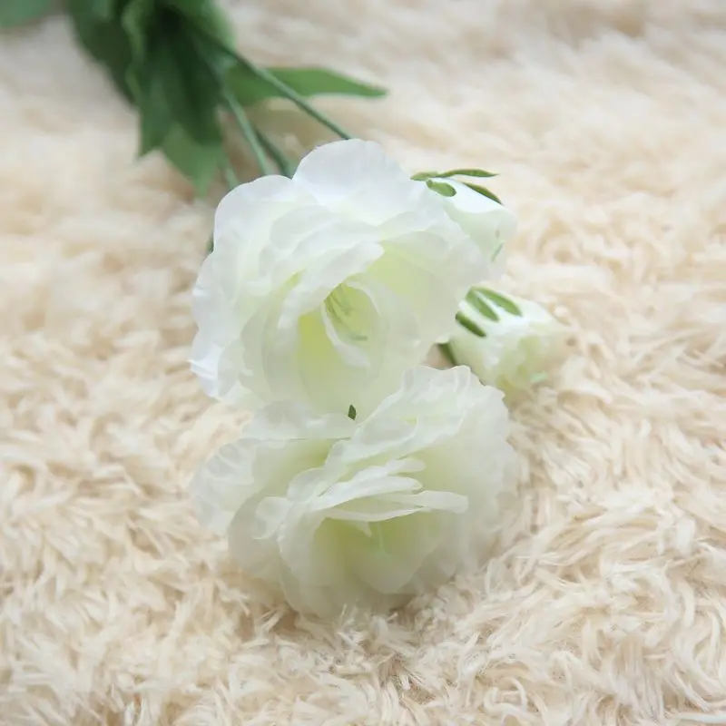 1 шт 4 головки поддельные Eustoma Gradiflorus Lisianthus Европейский искусственный цветок Рождество Свадьба Праздник декор дома - Цвет: White