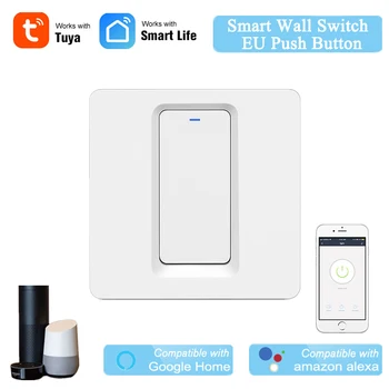 

Tuya Smart EU Switch WiFi Wall Light Switch 1/2/3 Gang APP Wireless Control Work with Alexa Google Nest Push Button Smart Switch