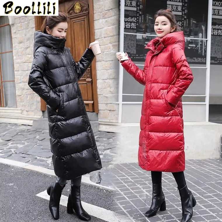 

Boollili 2020 New Winter Down Jacket Woman Hooded Long Coat Puffer Jacket Women Korean Warm Parka Chamarras De Mujer