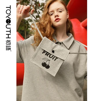

Toyouth 2020 Summer New Arrival Polo Neck Short Sleeve T-shirt Dress Korean Ins Print Medium Length T-shirt Skirt For Women