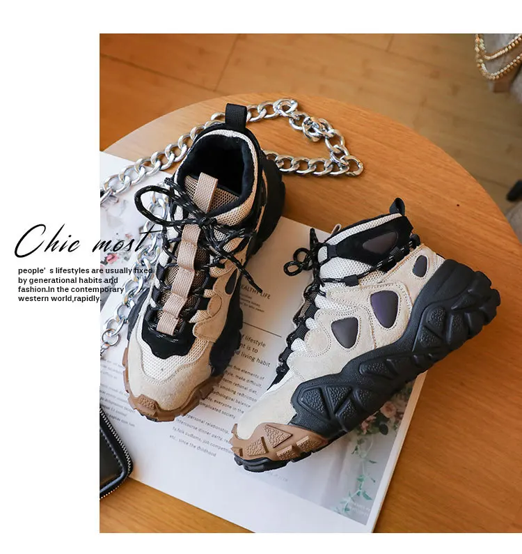 Высококачественные женские кожаные кроссовки; коллекция 2019ins; повседневная обувь для бега в стиле хип-хоп с толстой подошвой и ремешком; женские ZZ-142