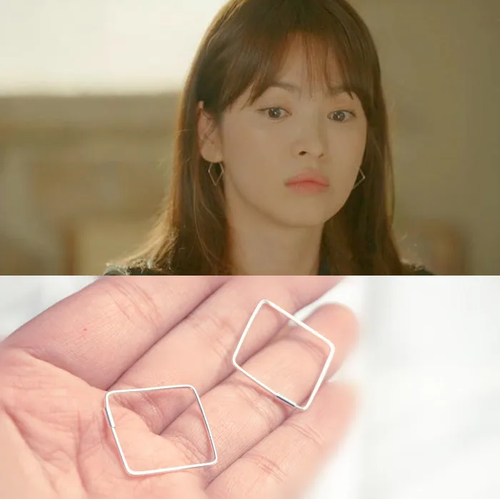 

Descendants of the Sun Song Hye-kyo Celebrity Style Earrings 925 Silver Geometry Ear Stud Women's Accessories