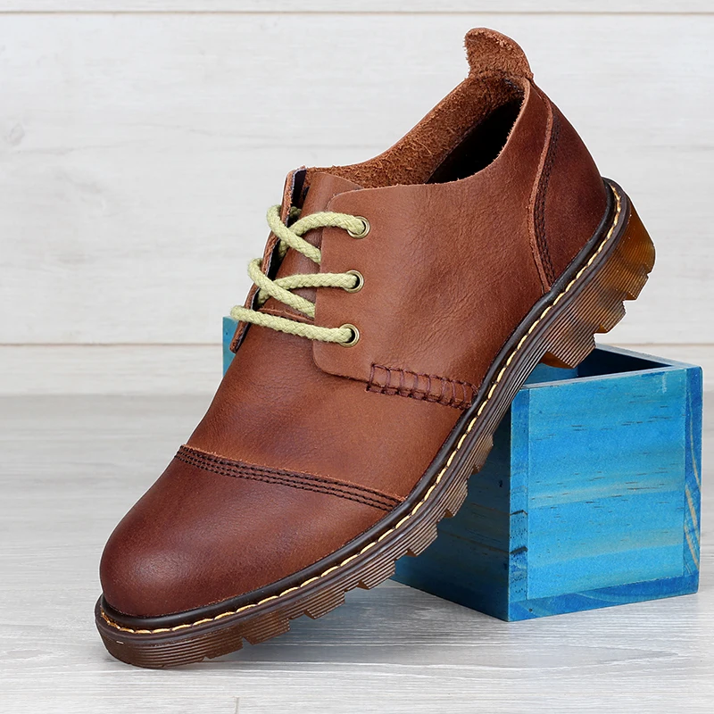 

Vintage Handmade Men's Genuine Leather Shoes Breathable Lace-up Beef Tendon Bottom Casual Shoes Fashion Soft Comfortable Shoe