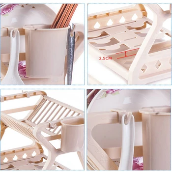 

Double-Layer Kitchen Drain Rack Plastic Drying And Washing Dish Storage Box Multifunctional Tableware