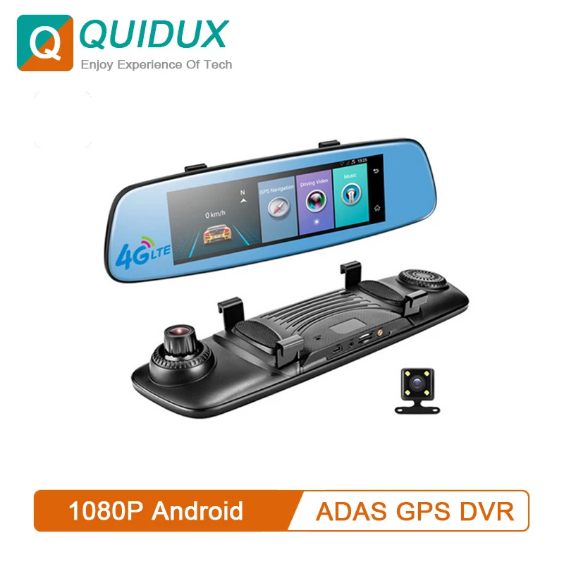 " 4G Android ADAS DVRs с двойным объективом, сенсорный экран, зеркало заднего вида, gps-навигация, Wi-Fi, FHD 1080 P, видеомагнитофон, дистанционное управление, приложение