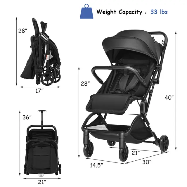 Babyjoy Lightweight Baby Foldable Travel Stroller 6