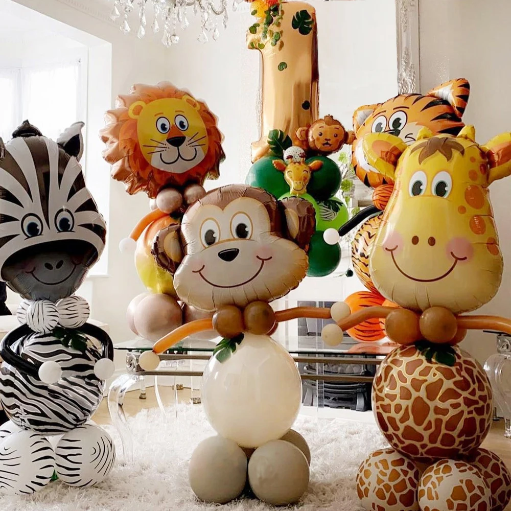 Jungle Animal Air Balloon Sets Safari Wild One Birthday Party Decorations Baby Shower And Events for Home Decor | Дом и сад