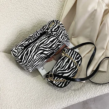 

Zebra Printed Crossbody Bags Canvas Small Summer Lady Shoulder Handbags Female Simple Totes for Women 2020 Trend