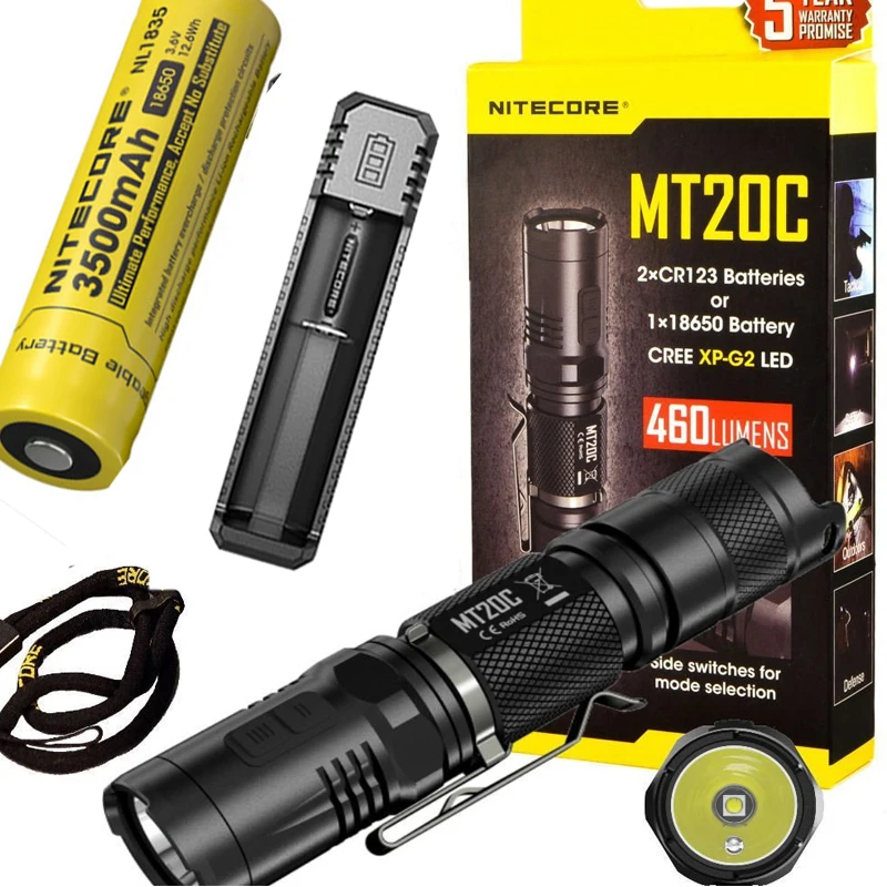 Тактический фонарик NITECORE MT20C CREE XP G2 (R5) макс. 460 люмен расстояние луча 180 м для улицы