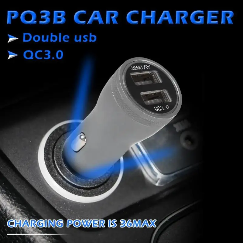 PQ3B 36W Автомобильное зарядное устройство QC 3,0 двойной USB адаптер для быстрой зарядки телефона