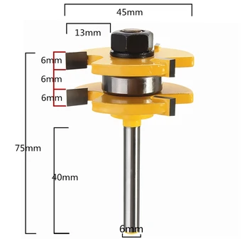 

1/4" Shank high quality Tongue & Groove Joint Assembly Router Bit Set T-type Milling Cutter Woodworking Cutter Tool 2pcs