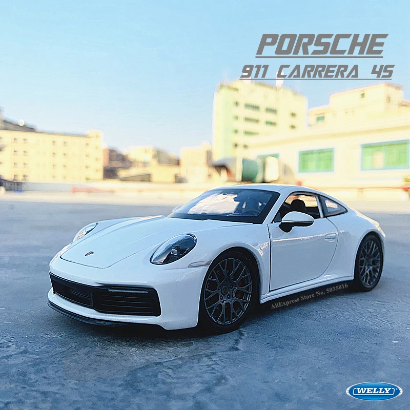 

WELLY 1:24 Porsche 911 Carrera 4S (992) sports car white simulation alloy car model crafts decoration collection toy tools gift