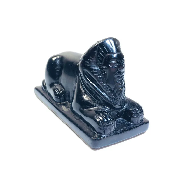 Natural Black Obsidian Sphinx Crystal Craft Statue - Reiki Stone Figurine for Home Decor and Quartz Art Healing - Guardian image 5
