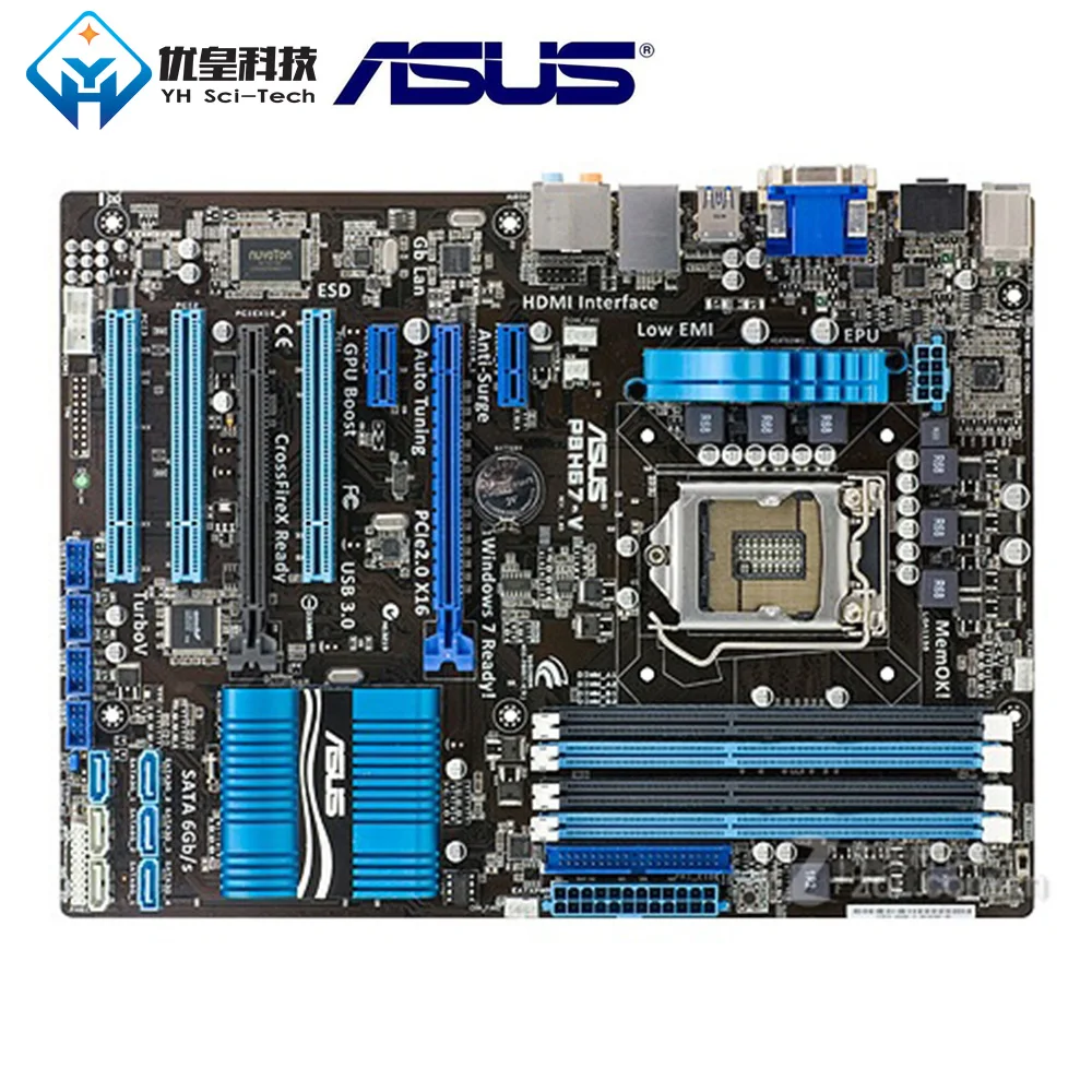  Original Used Desktop Motherboard Intel H67 Asus P8H67-V Socket LGA 1155 Core i7/Core i5/Core i3 DD