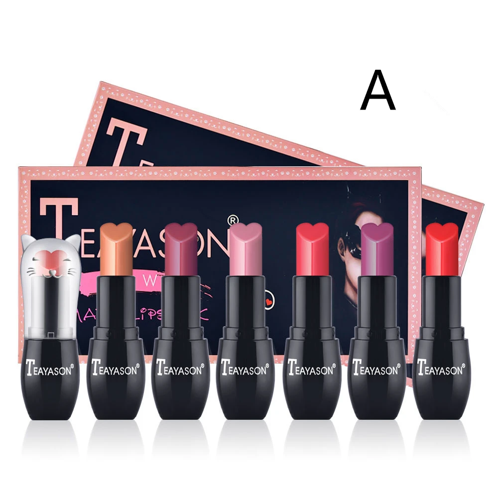 

6pcs/set Velvet Matte Lipstick Pencil with Gift Box Heart Lip Cream Long Lasting Waterproof Pumpkin Purple Pink Lipsticks Makeup