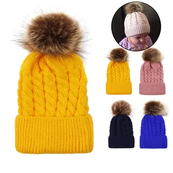 

Children Baby Winter Hair Ball Hat Cute Newborn Toddler Boy Girl Cotton Hat Winter Warm CapNewborn Photography Props Baby Hat