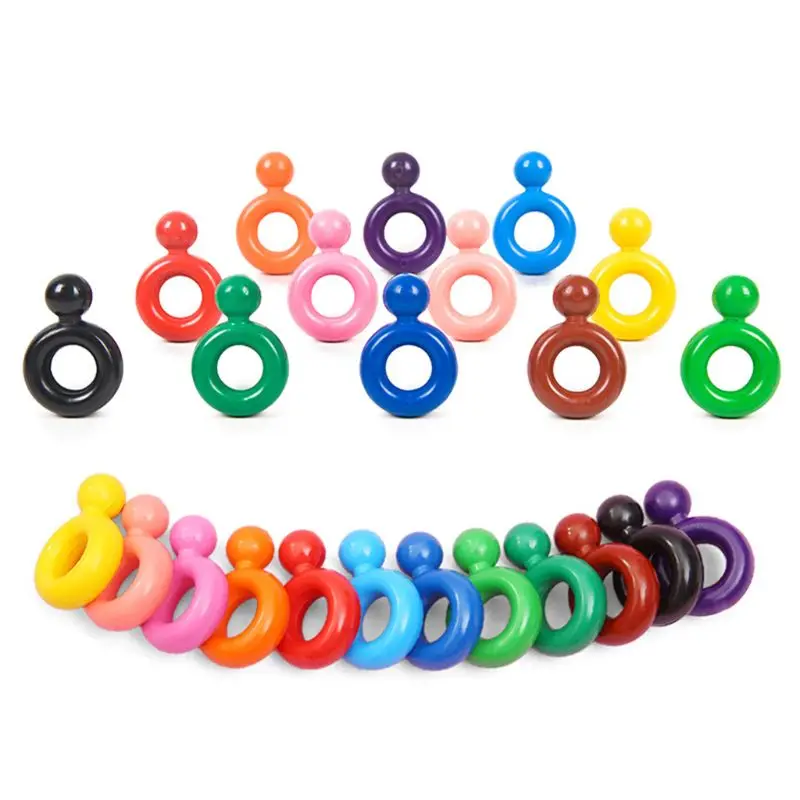 

12 Colors Non-toxic Wax Ring Shape Crayons for Baby Kids Safe Painting Drawing A9LC