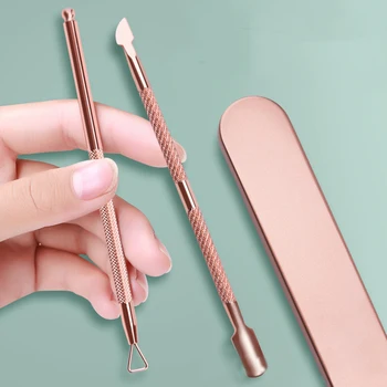 

Double-end Silver Nail Cuticle Remover Rod Stainless Steel Rose Gold Stick Rod Nail Art Manicure Tool Dual-ended Remove Polish