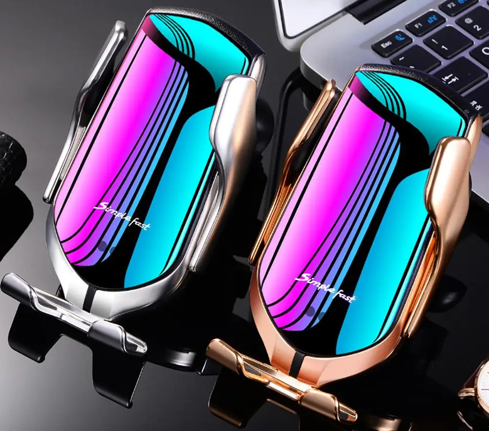 Qi Wireless Charger 10w Fast Charging Phone Holder Mount Infrared induction Automatic Clamping For iPhone Huawei Samsung Xiaomi