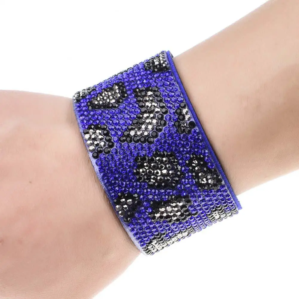 Женский браслет в стиле панк, стразы, леопард, широкий браслет, регулируемый, вечерние, ювелирные изделия, подарок