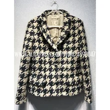 Retro temperament ladies suit autumn and winter high-quality women's plaid gold silk tweed jacket