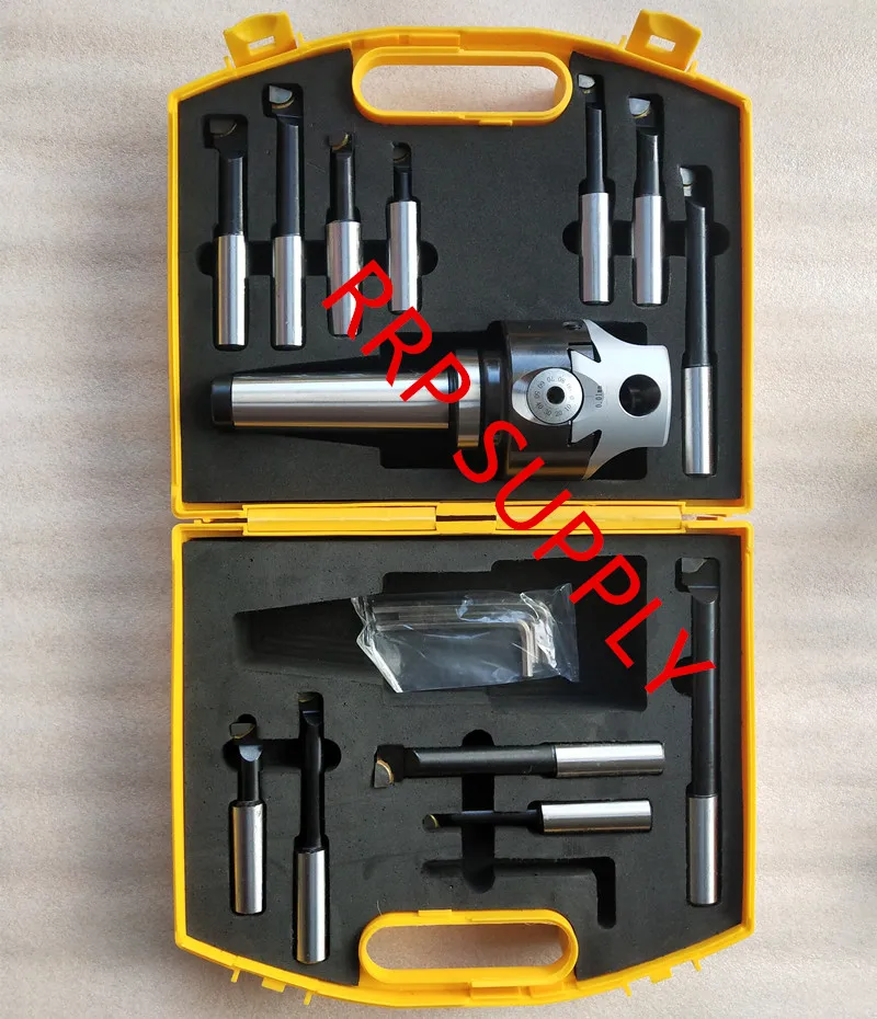 MT4 taper, F1-18 75mm boring head with MT4 shank and 12pcs 18mm boring bars, head set