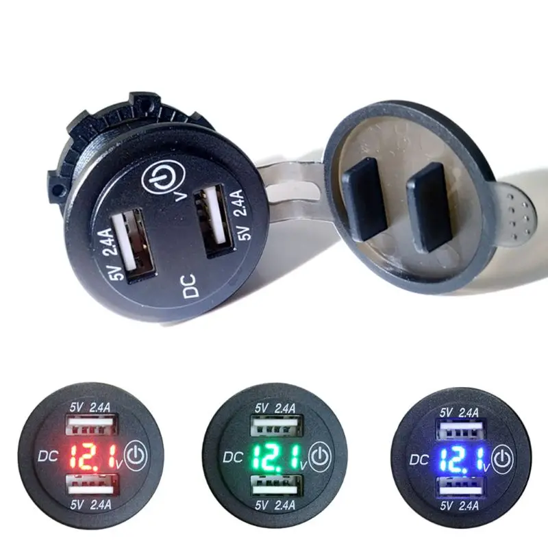Автомобиль 2.4A USB зарядное устройство вольтметр сенсорный переключатель для лодки морской внедорожник Грузовик Мотоцикл U1JA