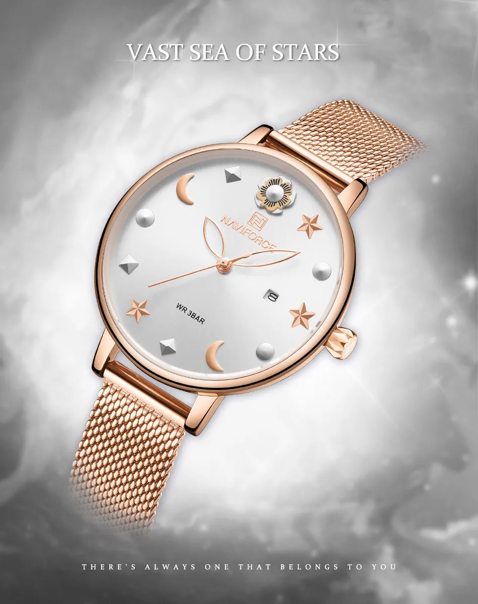 NAVIFORCE часы женские Лидирующий бренд роскошные часы Кварцевые водонепроницаемые наручные часы для девочек женские модные простые часы relogios feminino