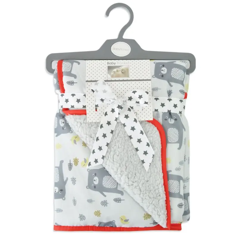 Baby Blankets Warm Swaddle Infant Thicken Double Layer Cartoon Stroller Wrap Newborn Blanket - Цвет: 2