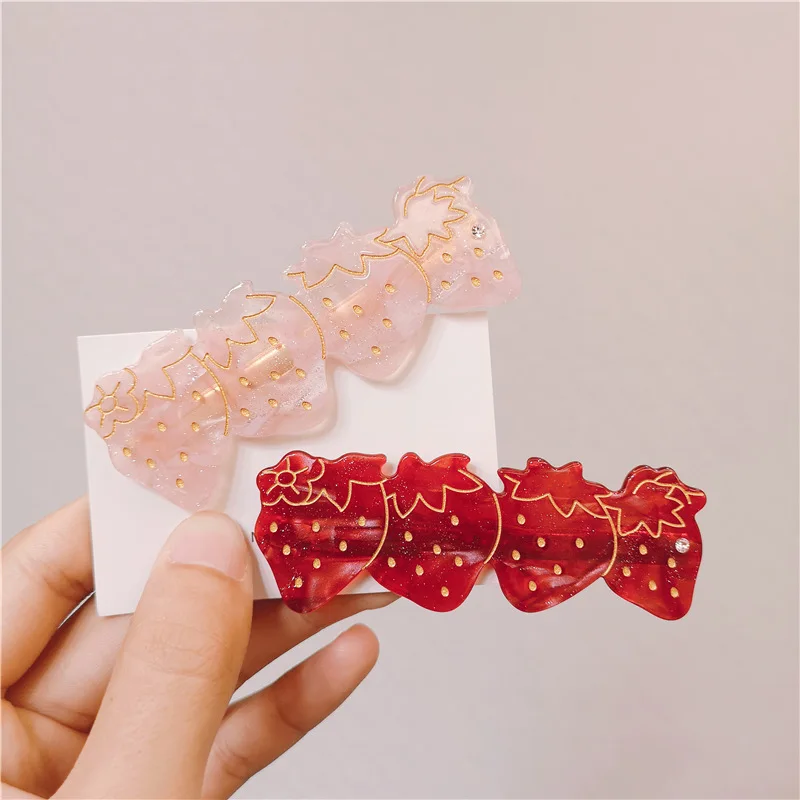 

2Pcs/Set2020 Spring And Summer New Strawberry Hair Clip Girl Heart Cute Korean Bangs Hair Accessories