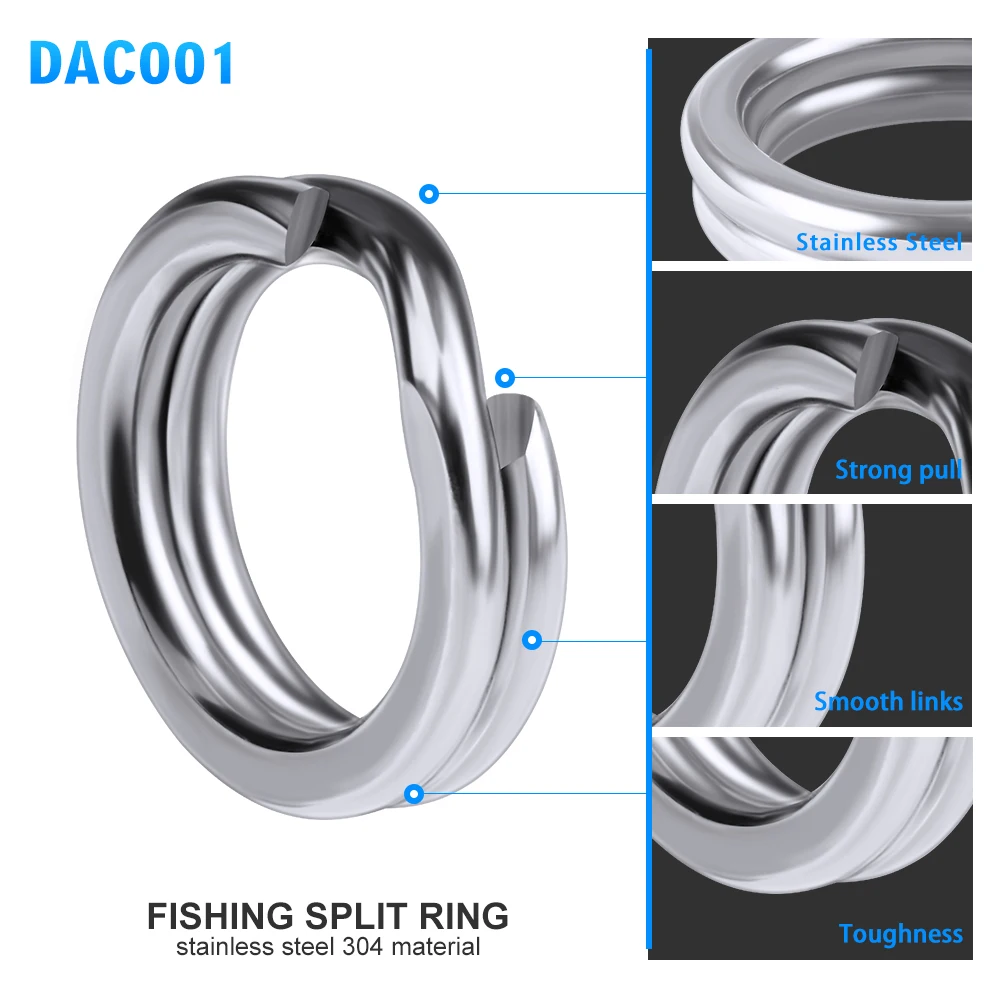 100pcs Fishing Split Rings Hard Bait Silver Stainless Steel 4-12MM Double Loop Split Open Carp Tool Fishing Accessories tackle