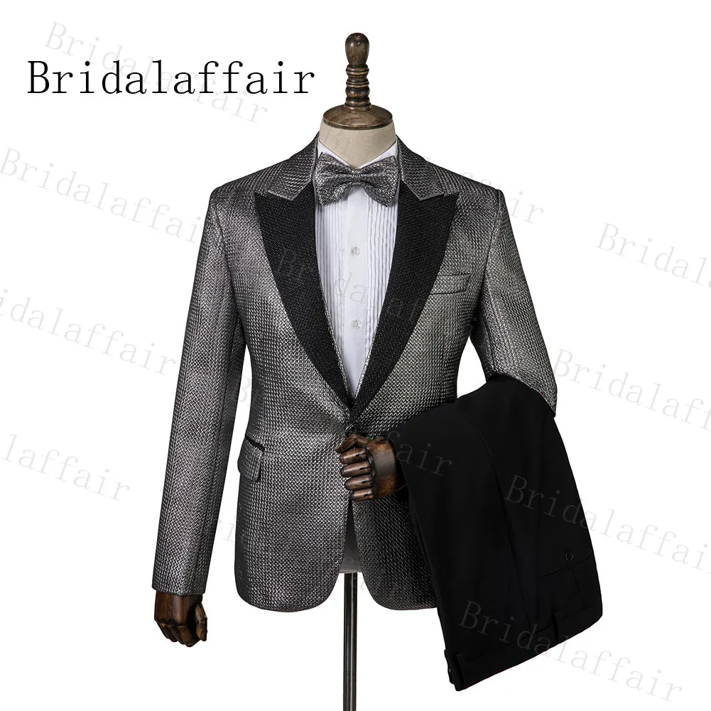 Bridalaffair стиля хэви-метал мужские костюмы синяя лента черный уникальный свадебный дизайн мужской смокинг жениха костюм элегантное платье 3 шт