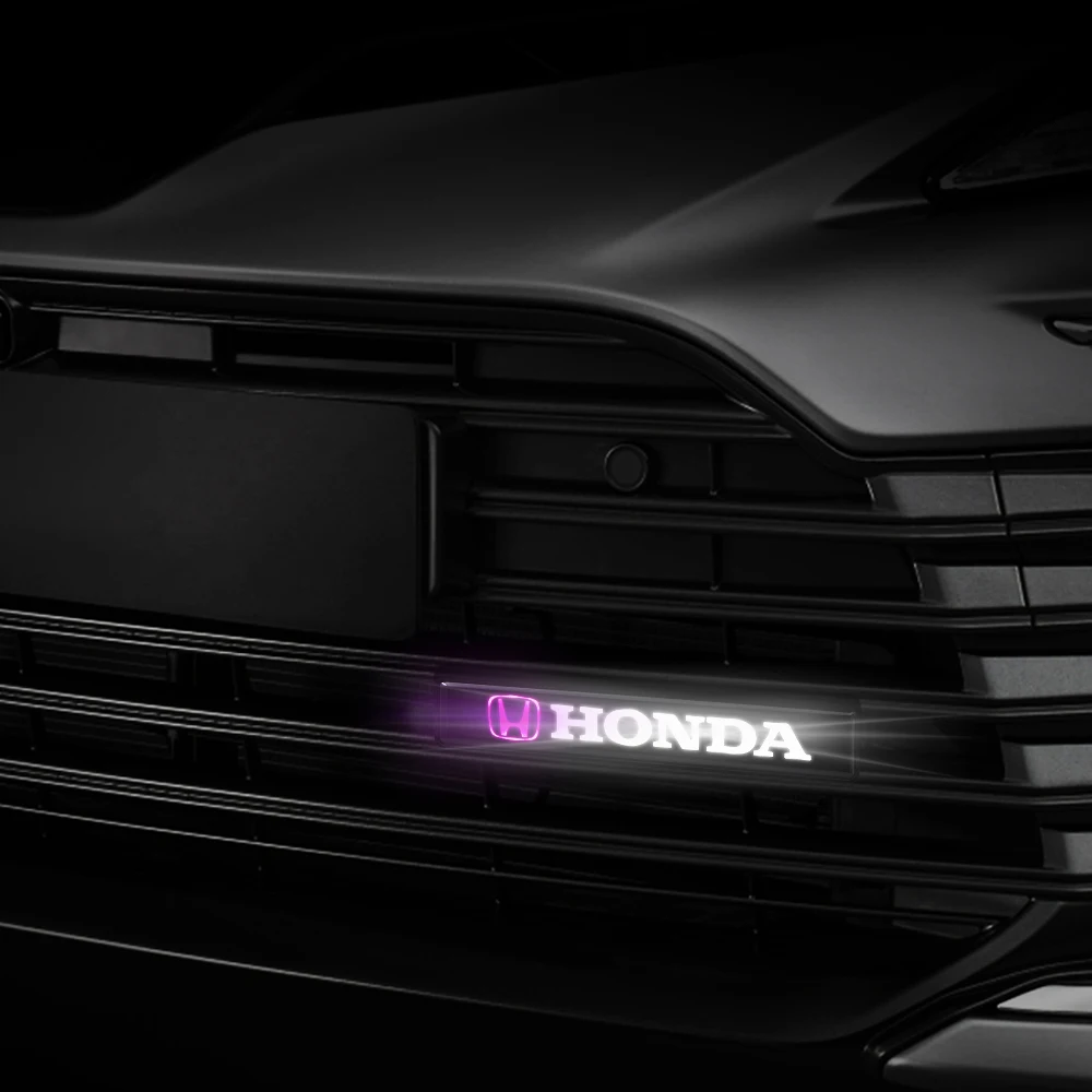 1pc Car Decorative LED Lights ABS Chrome Front Hood Grille Emblem Badge LED Light for Honda Civic Varadero Xl1000 Xadv 750 Forza