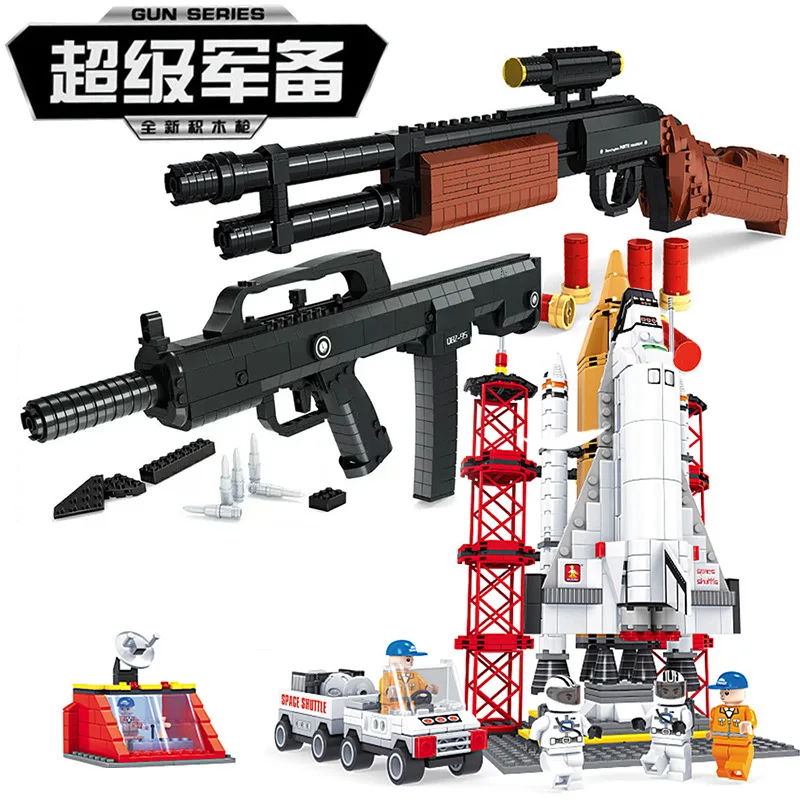 

AUSINI Shootout Model Shotgun Rifle Chicken Battlefield Space Spaceship Emission Base Science Assembled Building Blocks