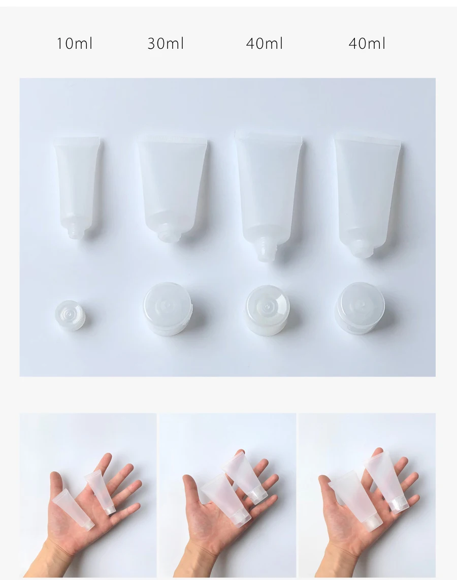 10ml30ml40ml50ml80ml100ml150ml200ml Прозрачный флакон для макияжа, крем для ухода за кожей, сдавливающий тюбик, контейнер для лосьона для тела