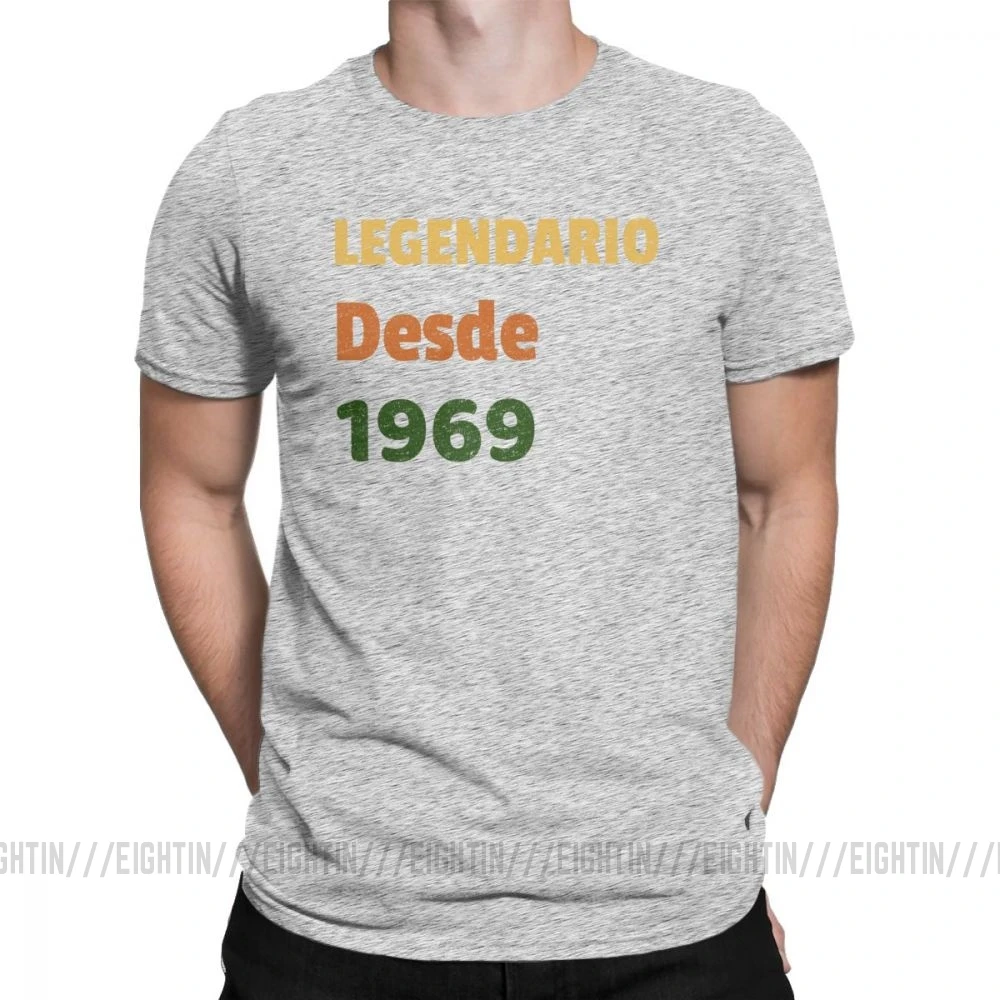 Legends Are Born In 1969, футболка, испанская, испанская, мужская,, подарок на рождение, топы, винтажные, с круглым вырезом, хлопковая футболка - Цвет: Серый