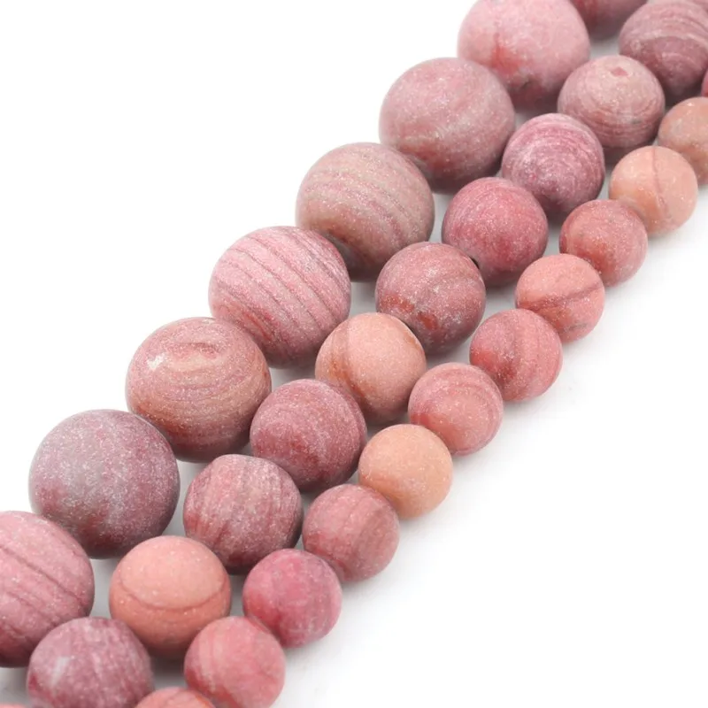 

Natural Dull Polish Matte Red Stripe Line Stone Round Loose Beads For Jewelry Making 6 8 10 mm Diy Bracelet Necklace 15 Inch New