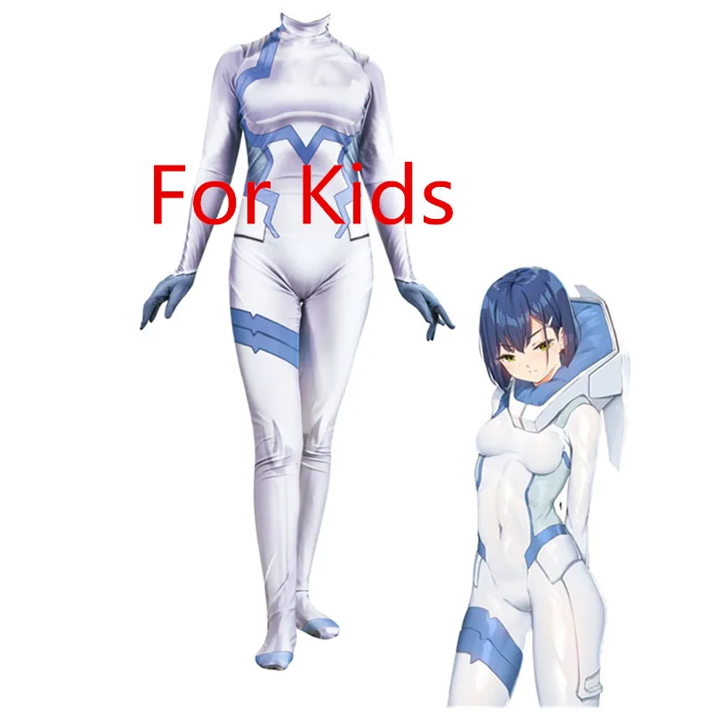 Zero Two Kids Аниме Darling In The Franxx Zero Two HIRO, костюмы для косплея, спандекс, 3D печать, Zentai, боди, костюм, комбинезон для детей, женщин, мужчин - Цвет: Zero Two Kids