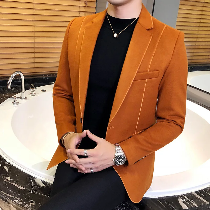 Высококачественный шерстяной Блейзер модный мужской деловой Повседневный