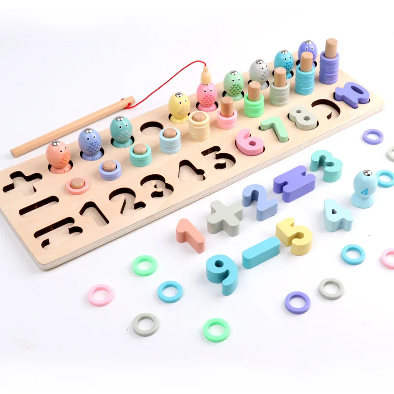 

Macarons Children'S Educational Early Childhood Toy with Numbers Computing Fishing Numbers Board Building Blocks Baby Educationa