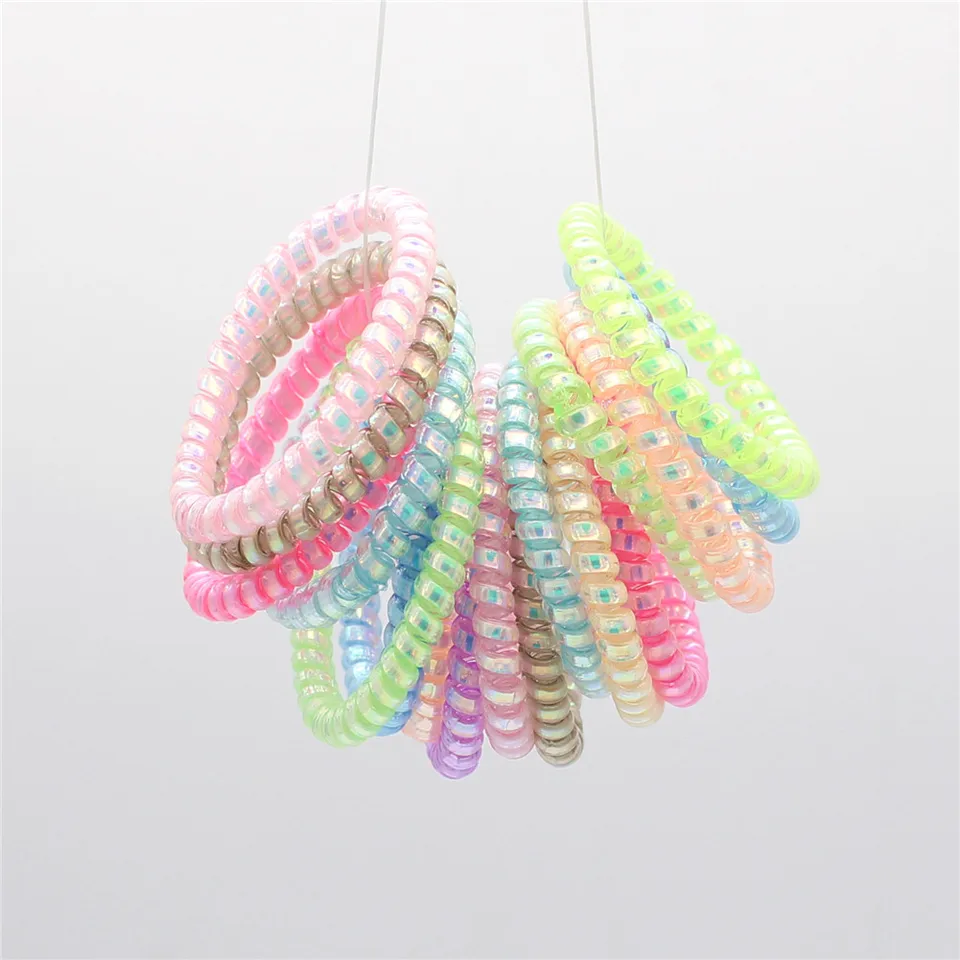 Attaches Cheveux Spirale Clarissi - Lot De 4 - Bleu Foncé/rose Clair